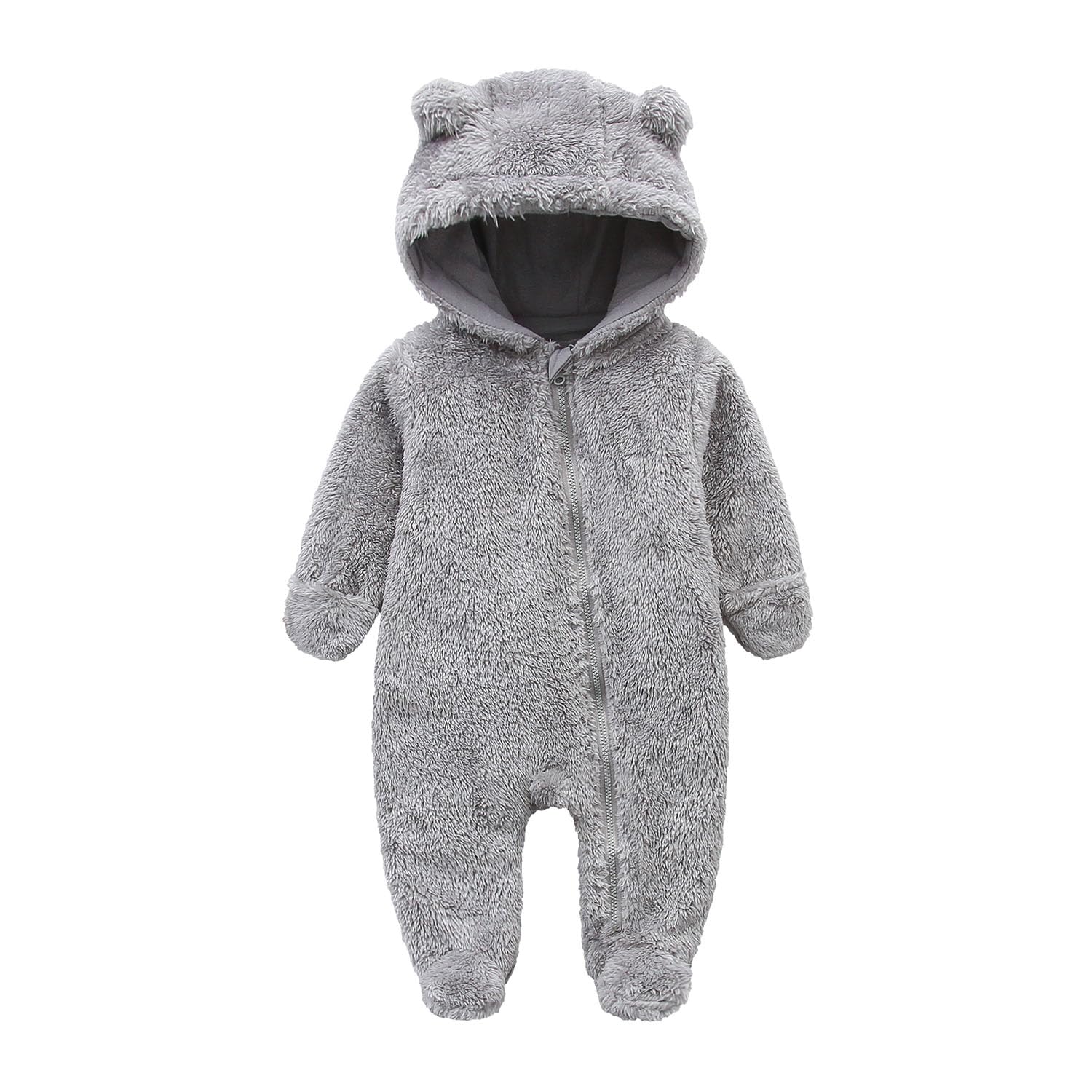 Newborn Baby Snowsuit Fleece Lined Onesie Outfits Warm Hooded Romper for Infant