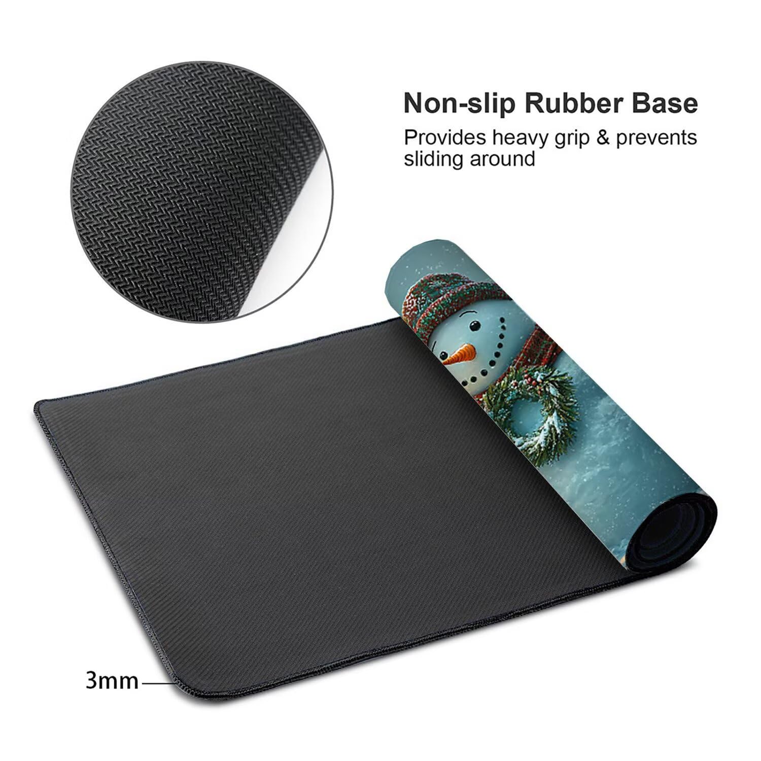 Podkładka pod mysz do gier XXL Mousepad 1000 x 500 mm, duża podkładka pod biurko z antypoślizgową gumową podstawą dla graczy, poprawia precyzję i szybkość (bałwan) X-931