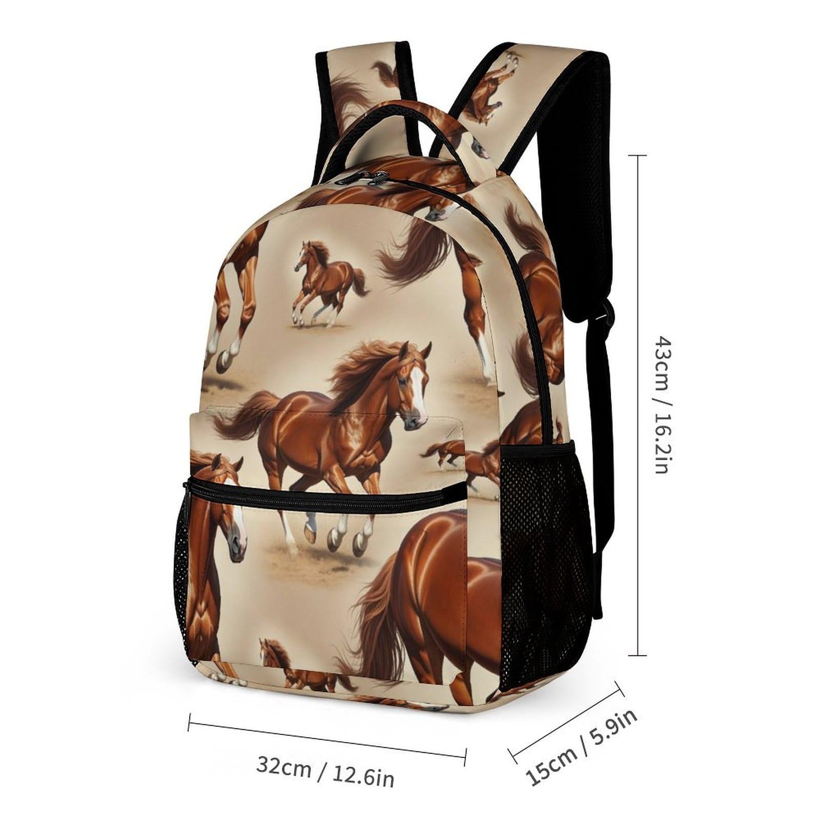 Juego de mochila de viaje con bolsas para el almuerzo y neceser Caballo (16) Caja de almacenamiento para mochila