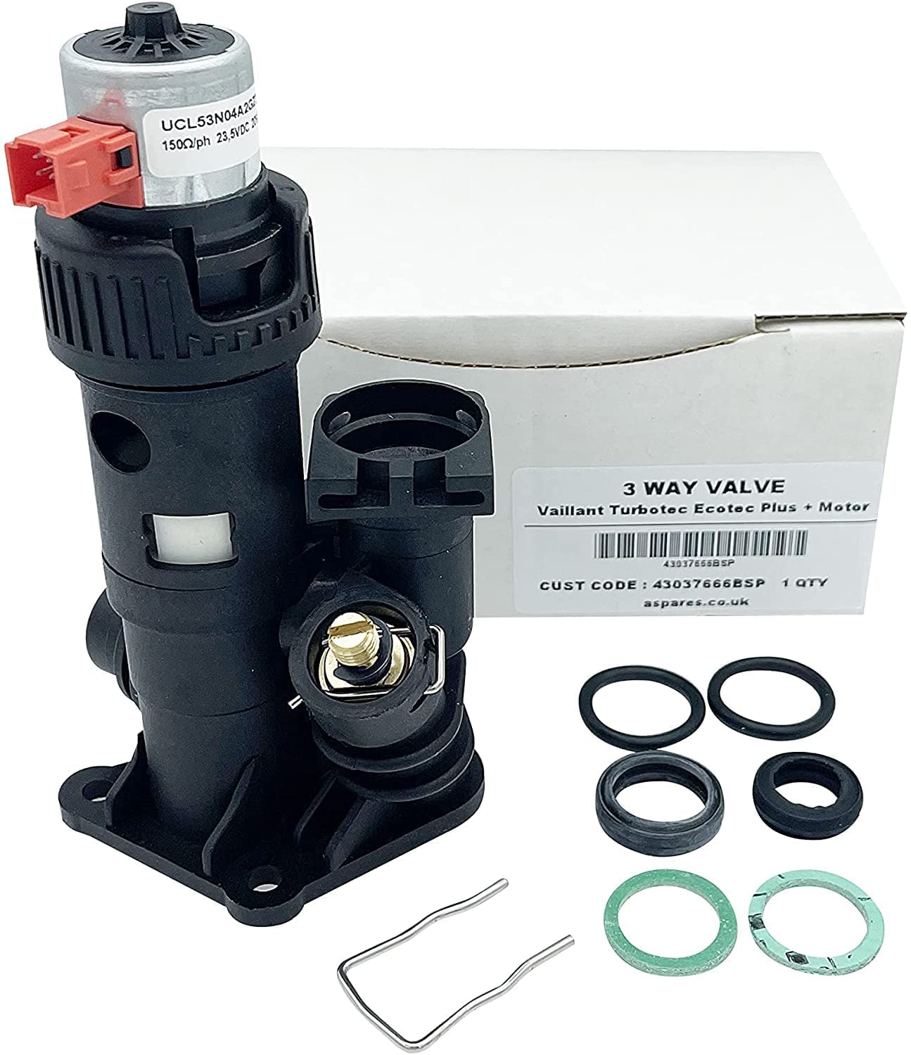 Aspares Válvula desviadora de plástico de tres vías para Vaillant Ecotec Pro 24 28