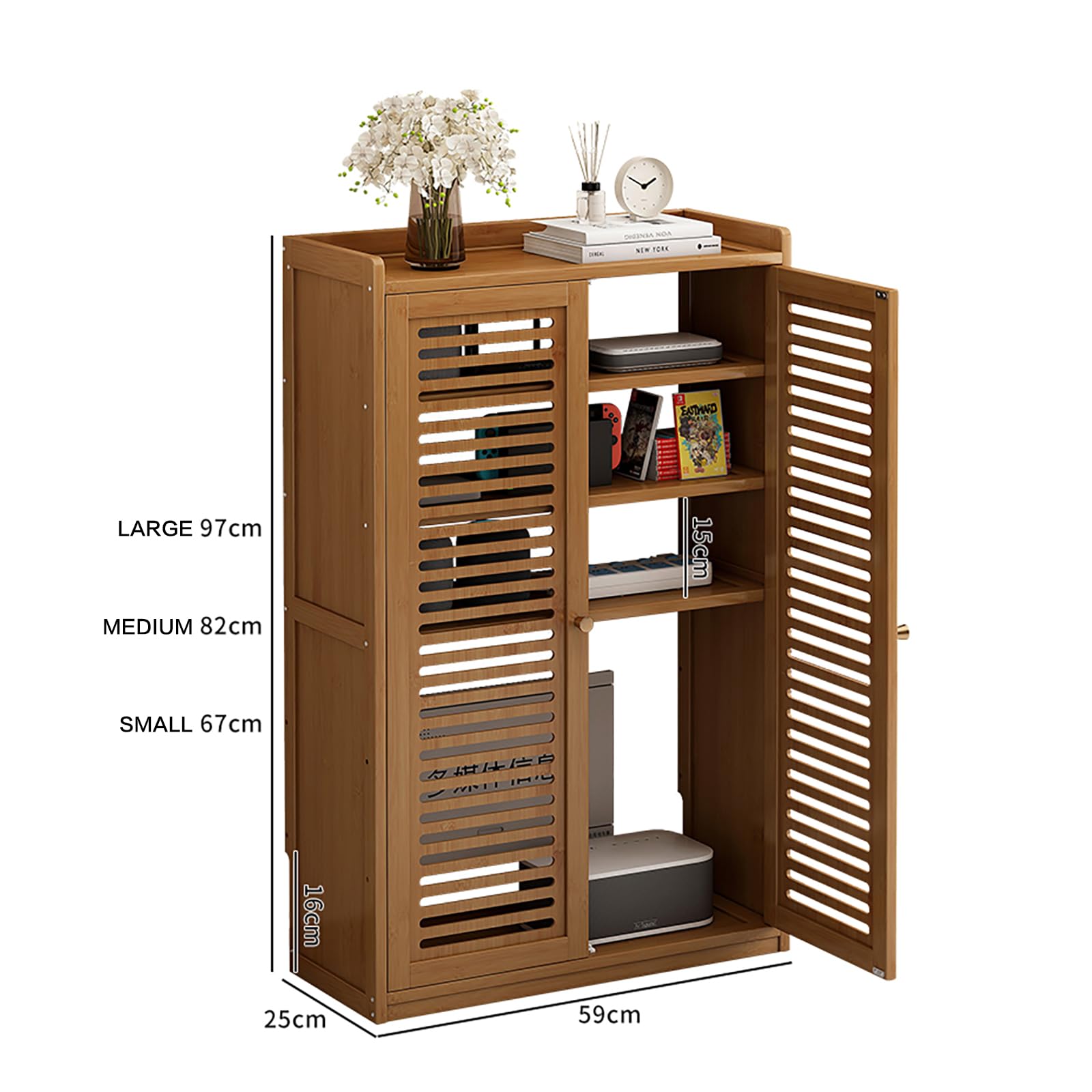 Armoire de rangement murale en bois pour routeur WiFi - Modem décoratif et boîte à câbles - Forte capacité de charge - 59 x 25 x 67 cm - Parfait pour la maison et le bureau - Noir