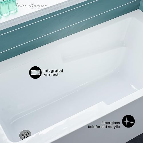 Vista 109 de Swiss Madison Well Made Forever SM-AB540MB Voltaire - Bañera de alcoba con faldón, 60 x 30 pulgadas, negro mate Mate negro