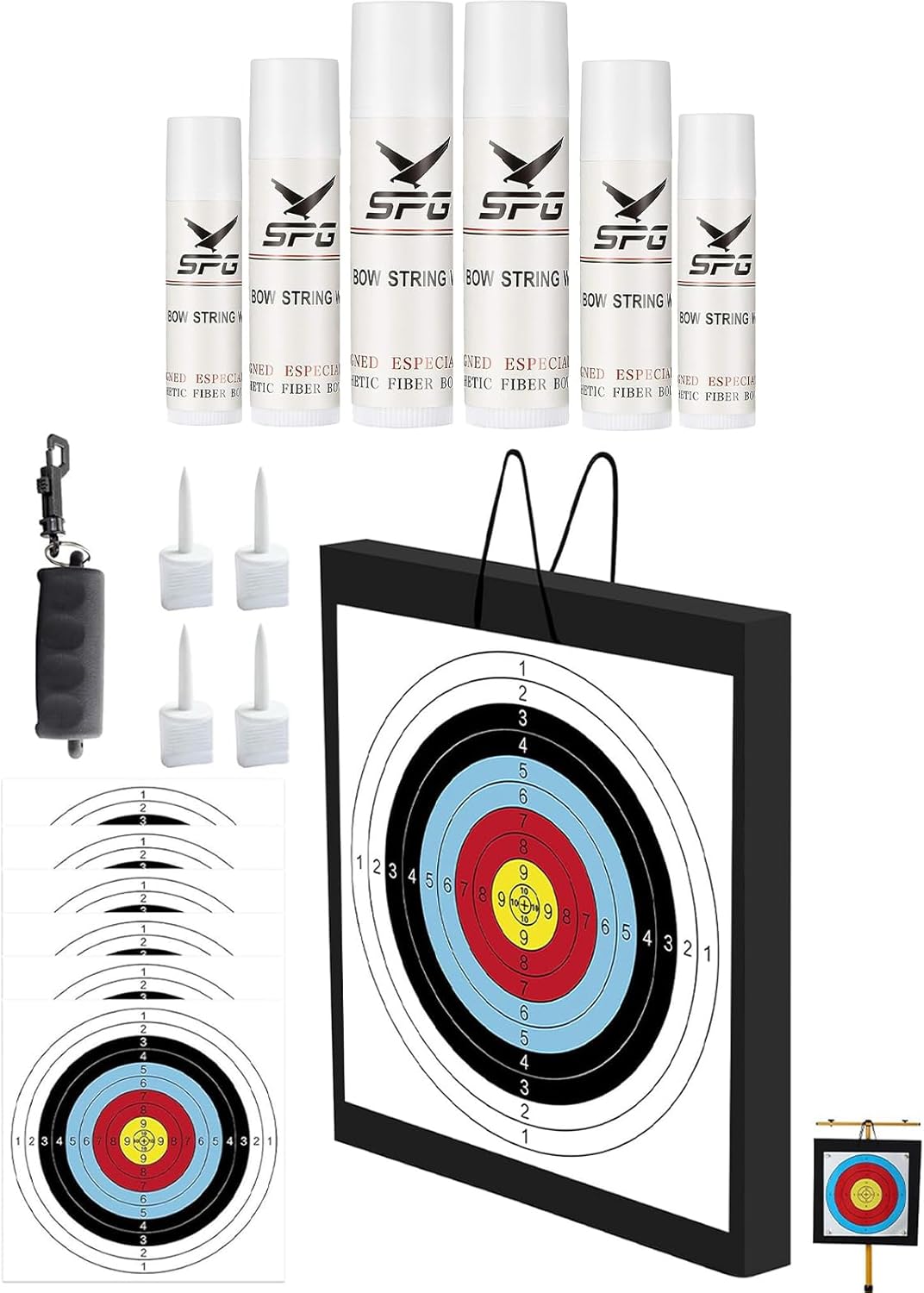Archery 6Pcs Bow String Wax & 20'' Foam Targets Set for Backyard