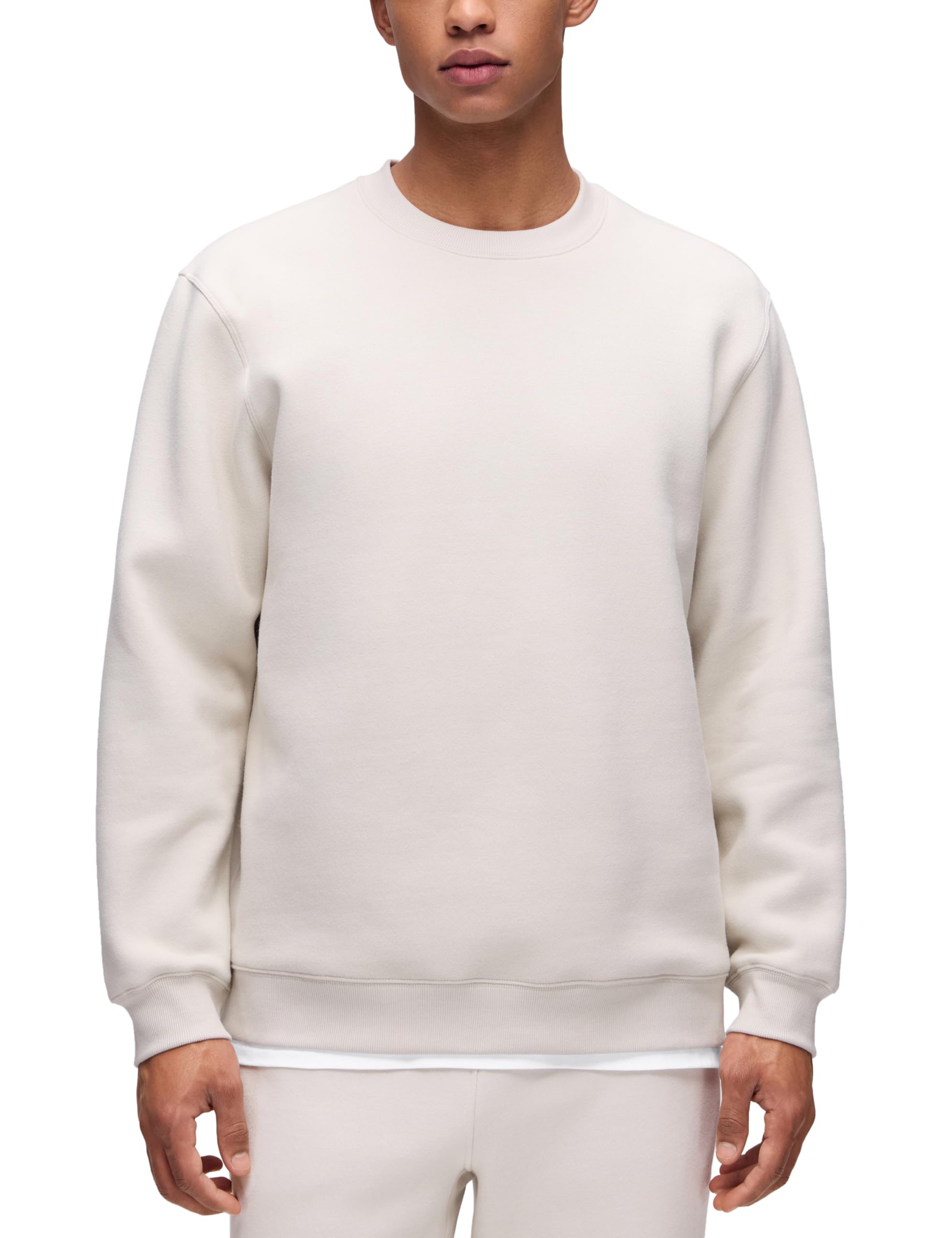 CRZ YOGA Cotton Fleece Lined Pullover Sweatshirts for Men - Crewneck Cozy Casual Athletic Daily Workout Sweat Shirt Tops