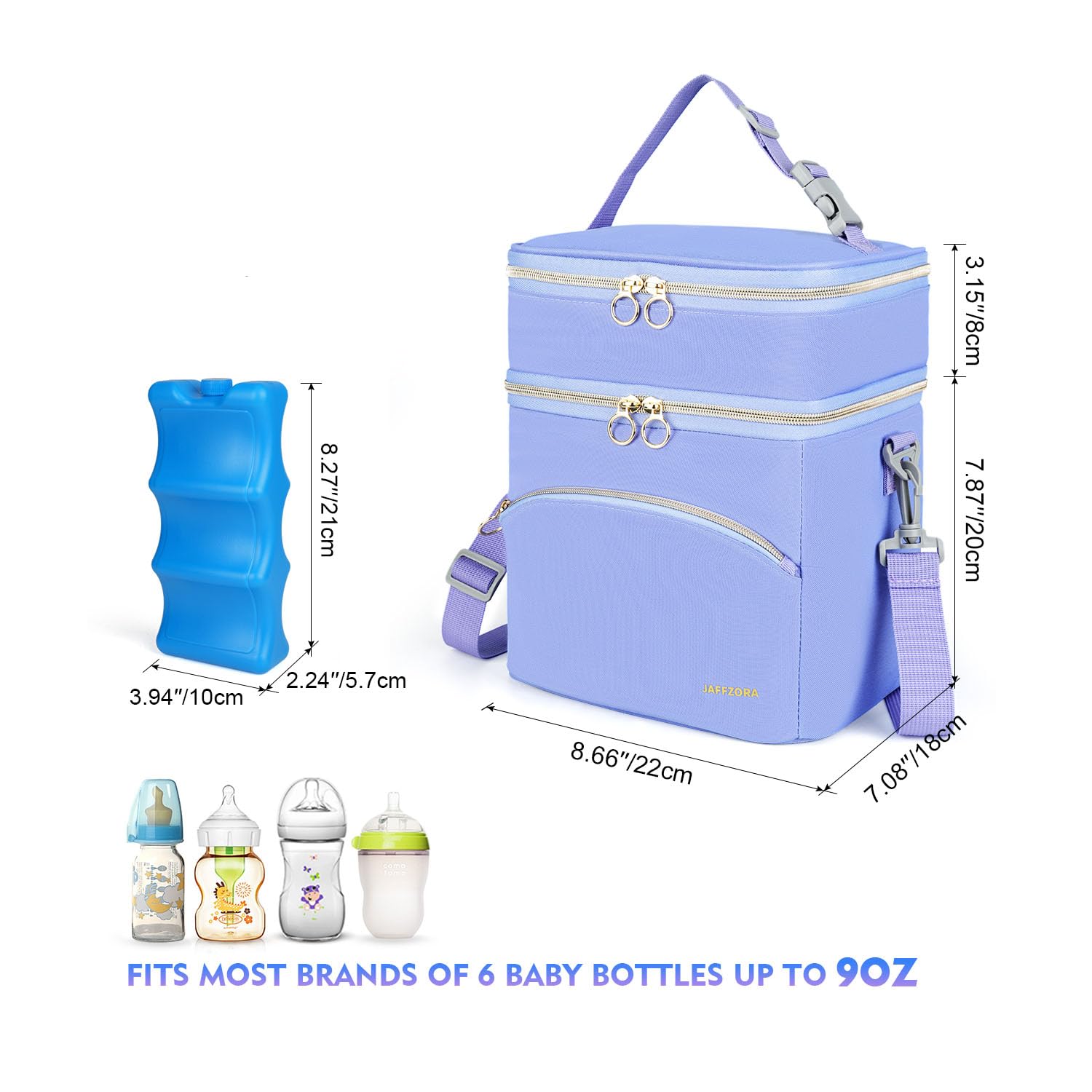Jaffzora Breastmilk Cooler Bag with Ice Pack, Insulated Baby Bottle Tote Bags Fits 6 Baby Bottles Up to 9 Ounce - Image 4