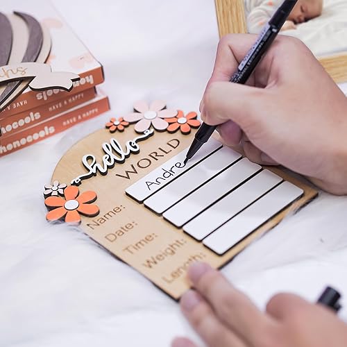 Miniatura 3 de Letrero de anuncio de bebé, letrero de Hello World para recién nacido, letrero de anuncio de nacimiento para hospital, letrero de bienvenida para