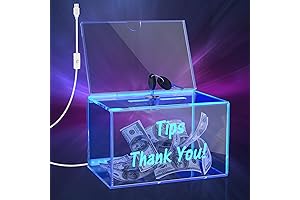 High-Grade Acrylic Tip Jar with Integrated Lock and Illuminate Enhancement