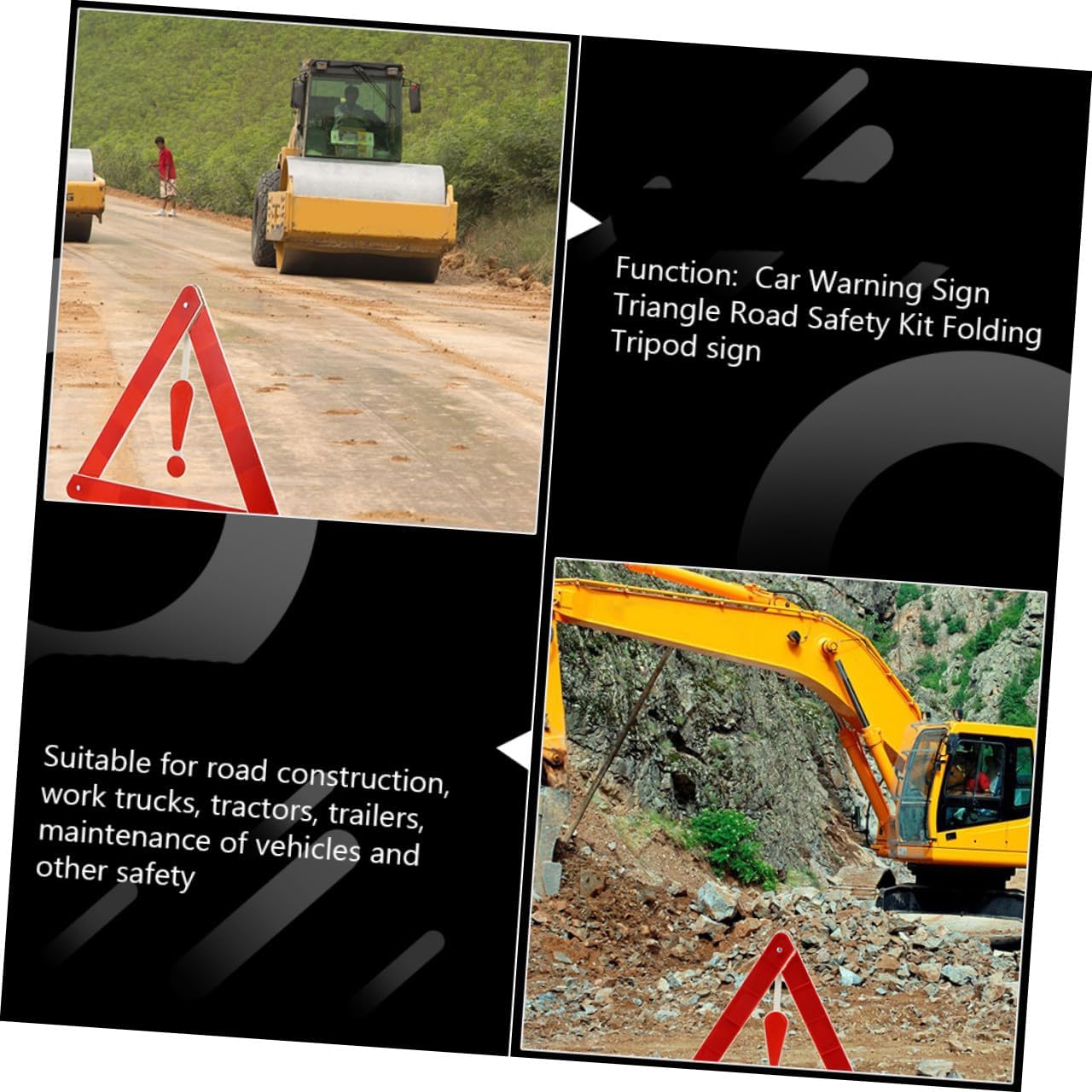 PRETYZOOM Car Warning Sign Kit 4pcs Auto Warning Triangle Road Safety Signs Car Safety Kit