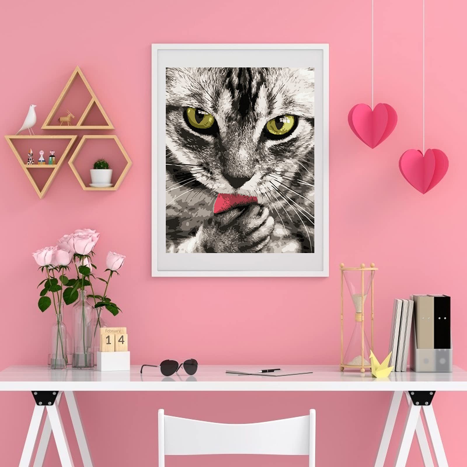 LukFun, pittura a olio con numeri per adulti, kit fai da te per pittura a olio per numero – gatto 40,6 x 50,8 cm (gattino dolce, senza cornice