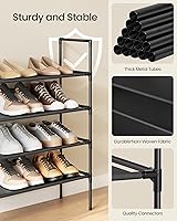 Vista 4 de SONGMICS 4-Tier Shoe Rack, Shoe Storage for Hallway Closet, Slim and Space-Saving, Metal Frame, Non-Woven Fabric Shelves, Black ULSH044BH02