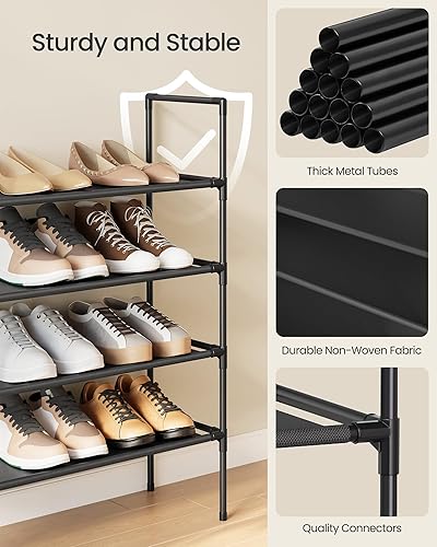 Miniatura 4 de SONGMICS Zapatero de 4 niveles, almacenamiento de zapatos para armario de pasillo, delgado y ahorro de espacio, marco de metal, estantes de tela no