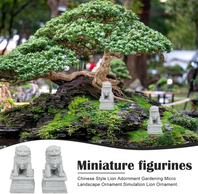 Mini Chinese Lion Statues Pair 1.77 Inch Guardian Lion Figurines for Bonsai Garden Micro Landscape Plant Pot D Cor Home Accent - Image 5