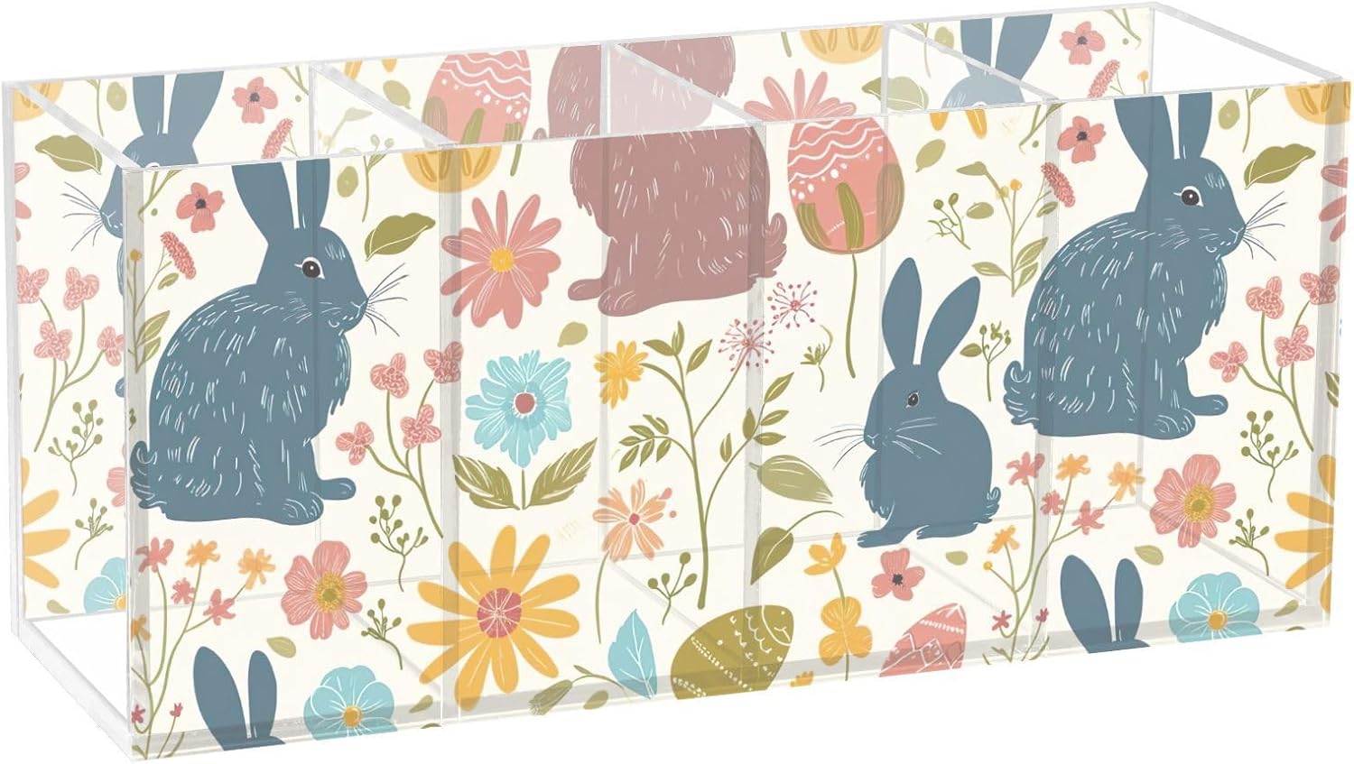 Joisal Easter Rabbit Flower Acrylic Desk Organizer