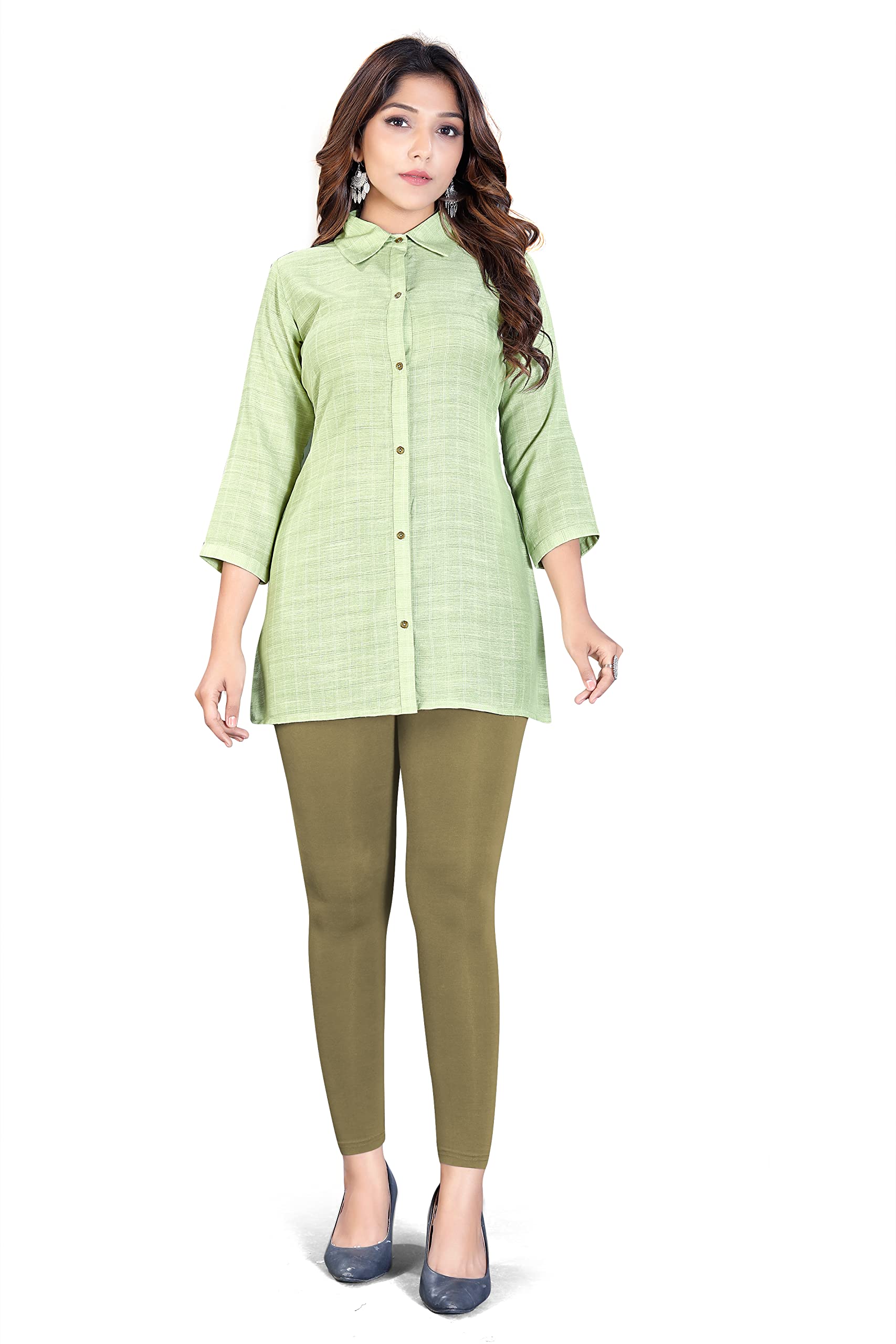 NeedleTale Collar Kurtis for Women Stylish Cotton Based Viscose Rayon Kurti for Women and Girls Kurti for Office Wear (Large, Pixie Green) (B0BZ4S7P3W) Amazon Price History, Amazon Price Tracker