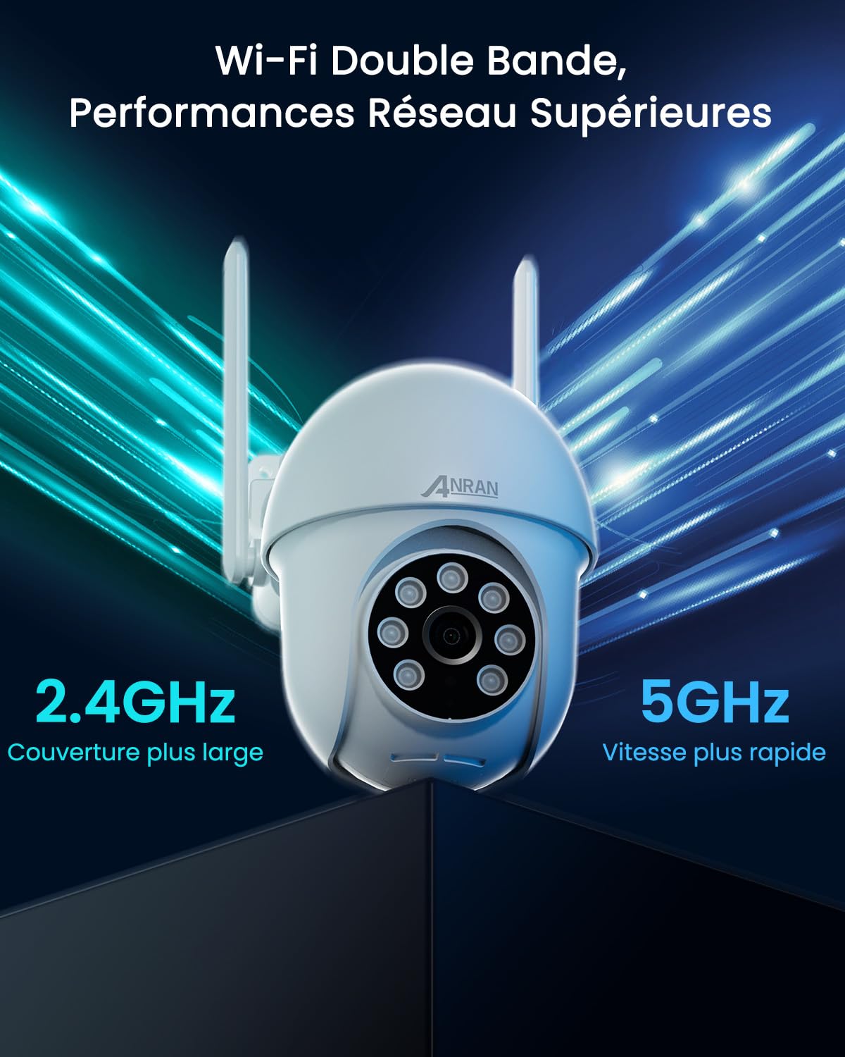 ANRAN 5MP Caméra Surveillance WiFi Extérieure avec Suivi Automatique | Vision Nocturne Couleur 30m, Audio Bidirectionnel, Alerte Instantanée, Détection de Mouvement
