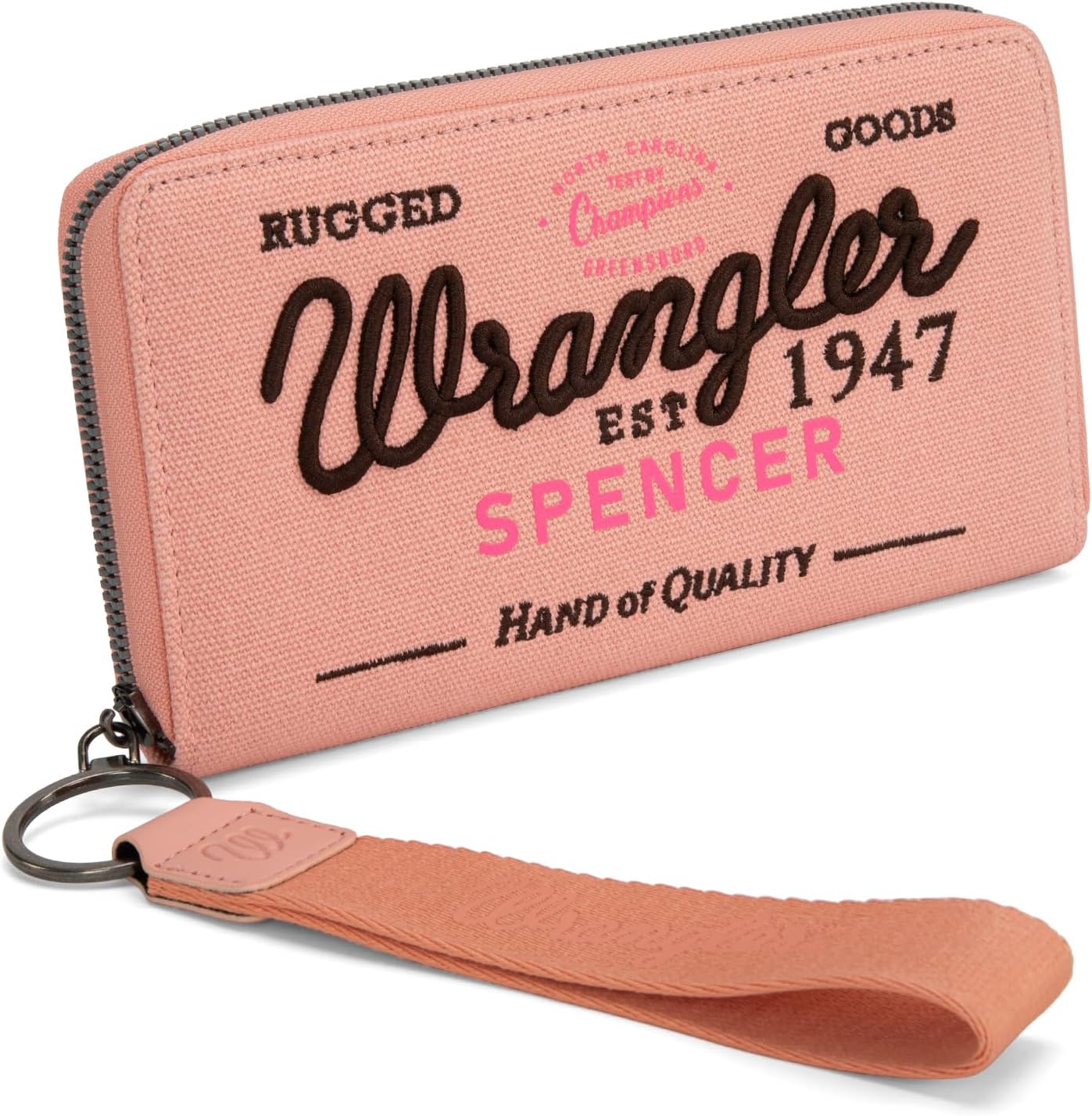 Montana West X Wrangler Wristlet Wallets for Women Classic Retro Wallet Purse Bifold Credit Card Wallets for Women Oversized Logo Clutch Wristlet