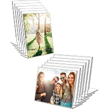 12 Pack 4x6/6x4Acrylic Picture Frame, L Shaped Clear Photo Frame for Home Office Display