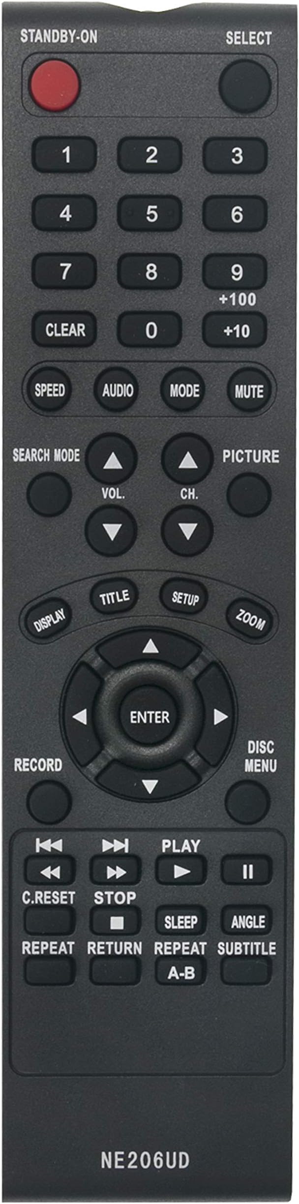 NE206UD Replaced Remote fit for Magnavox TV VCR DVD 19MDTR20 20MC43 20MC4304 27DVCR55 27DVCR55S 27DVCR55S/17B 27MDTR20 T2132f 19MDTR20/17 19MDTR20/99 19MDTR2017 20MC4304/17 20MC4304/17B 20MC430417