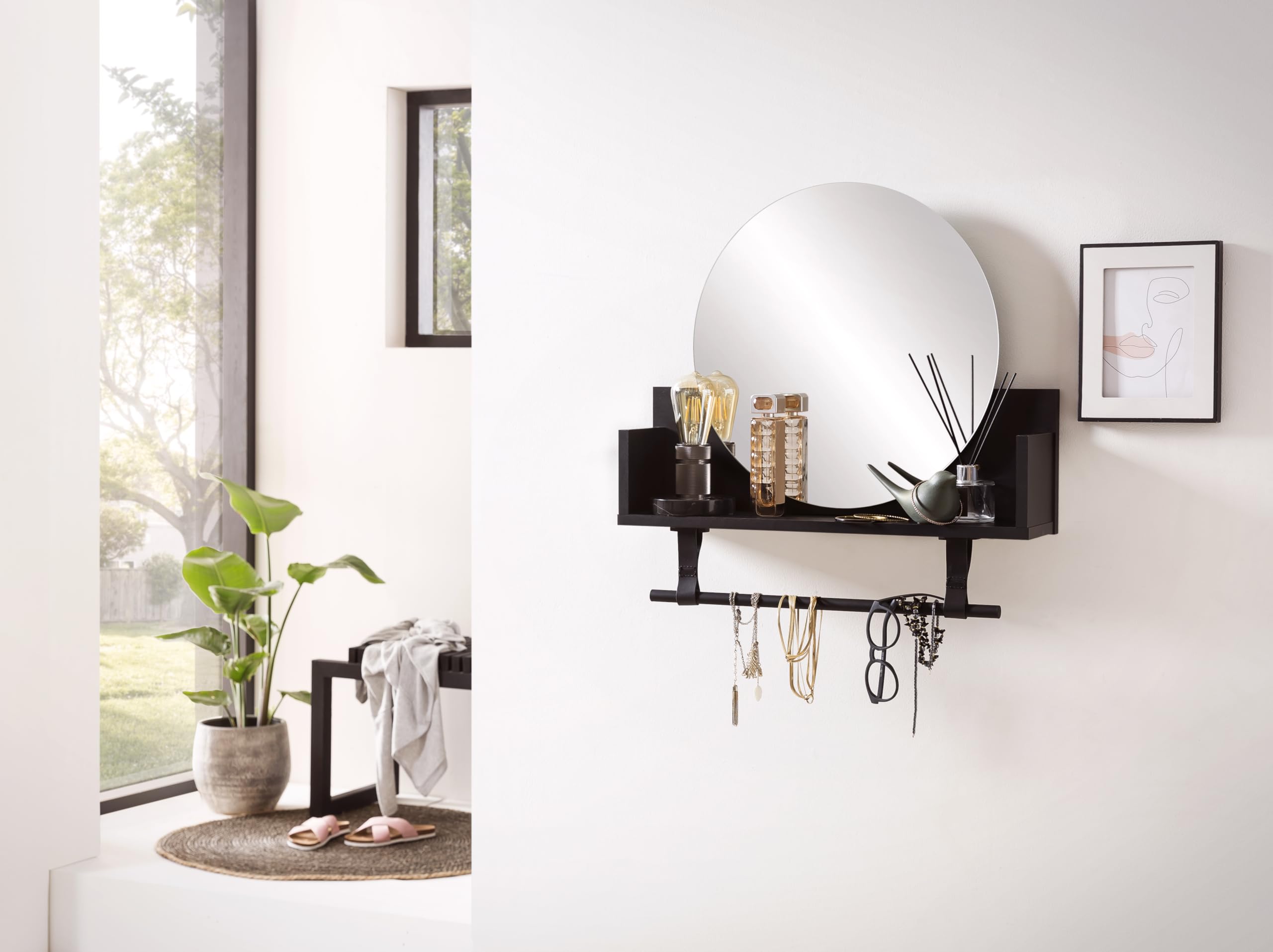 Étagère avec miroir au design minimaliste et finitions soignées Ella