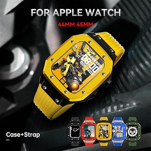 Miniatura 8 de Correa de reloj de aleación para Apple Watch Series 8 7 6 5 4 SE 1.772 in 1.654 in 1.732 in lujo metal caucho acero inoxidable reloj Mod Kit correa