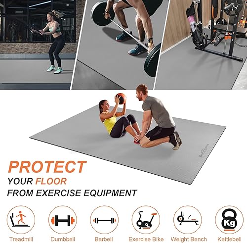 Miniatura 15 de innhom Alfombrilla de ejercicio grande de 6 x 4 pies/7 x 5 pies/8 x 6 pies/10 x 6 pies, tapete de entrenamiento para gimnasio en casa, alfombrillas