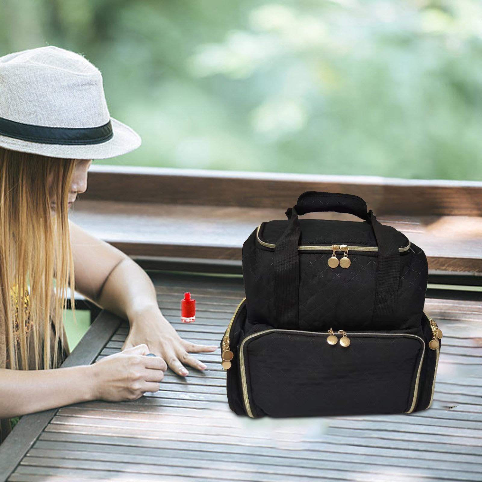 Torba do przechowywania lakieru do paznokci, torba podróżna na zestaw do | manicure, organizer na lakier do paznokci, mieści 48 butelek, torba podróżna na akcesoria do manicure