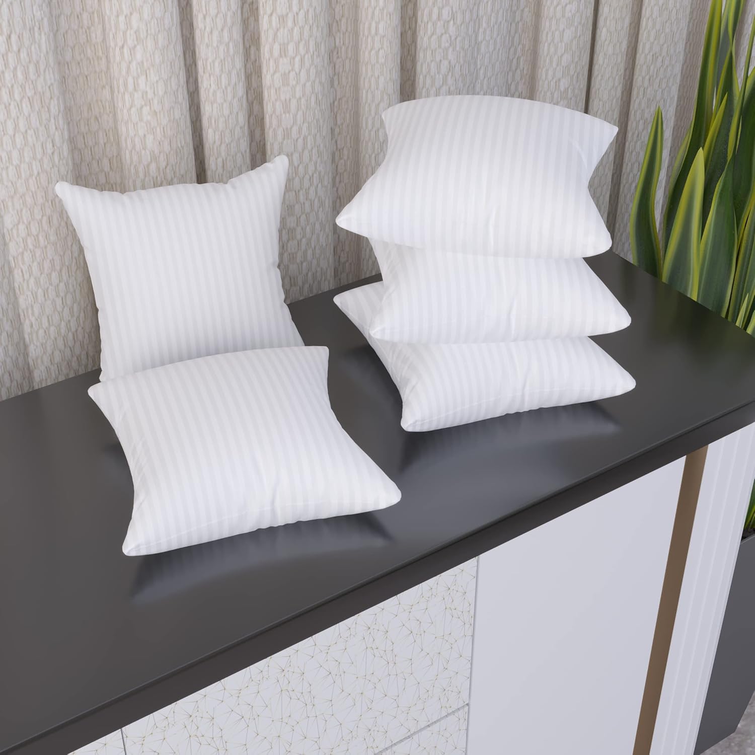 LA VERNE Luxury Premium Cloth Microfibre Blown Technology Filled Cushion Filler Pack of 5 (16"X16") (All White)