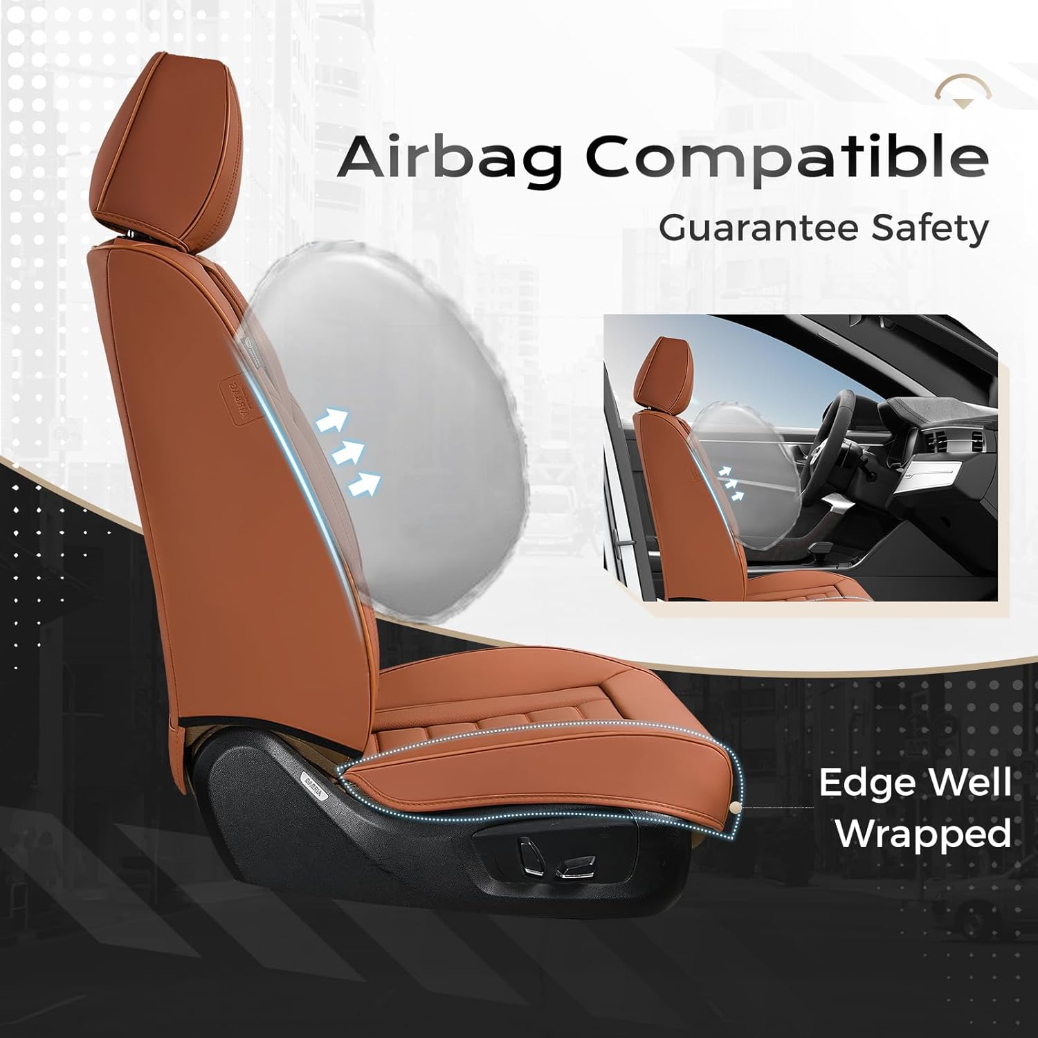 Coverado Car Seat Covers Full Set, Seat Covers for Cars, Front Seat Covers and Back Seat Cover Waterproof Leather Automotive Seat Cover, Universal Car Interior Protectors Cushion for Most Cars