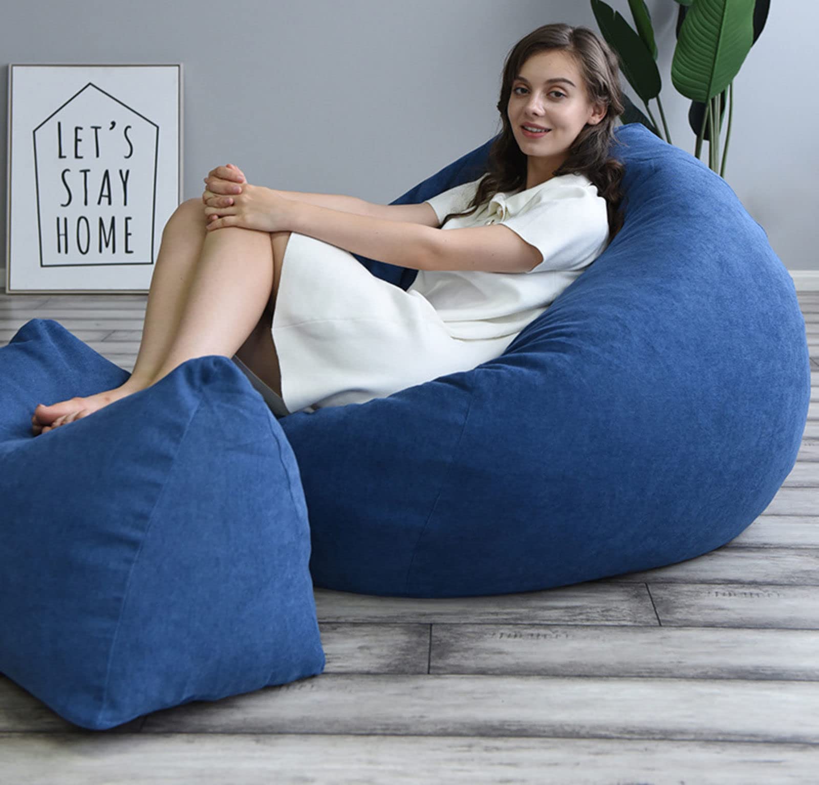 Relaxdays Poltrona Sacco XXL, con Schienale, Pouf Gigante da Terra, Adulti, per Interni, Imbottita in Gommapiuma, grigia