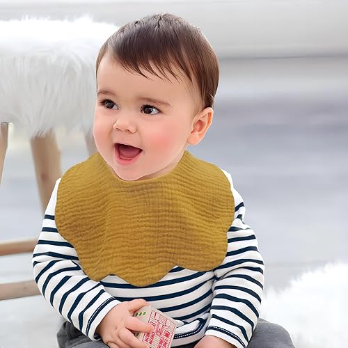 Miniatura 6 de DOSMINE Paquete de 6 baberos de muselina para bebé, unisex, suaves y absorbentes, de varias capas, baberos para babear y dentición, niños y niñas