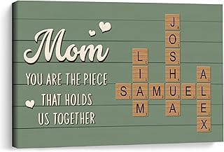KiKiLuna Personalized Mom Holds Us Together Canvas Wall Art, Custom Fami...