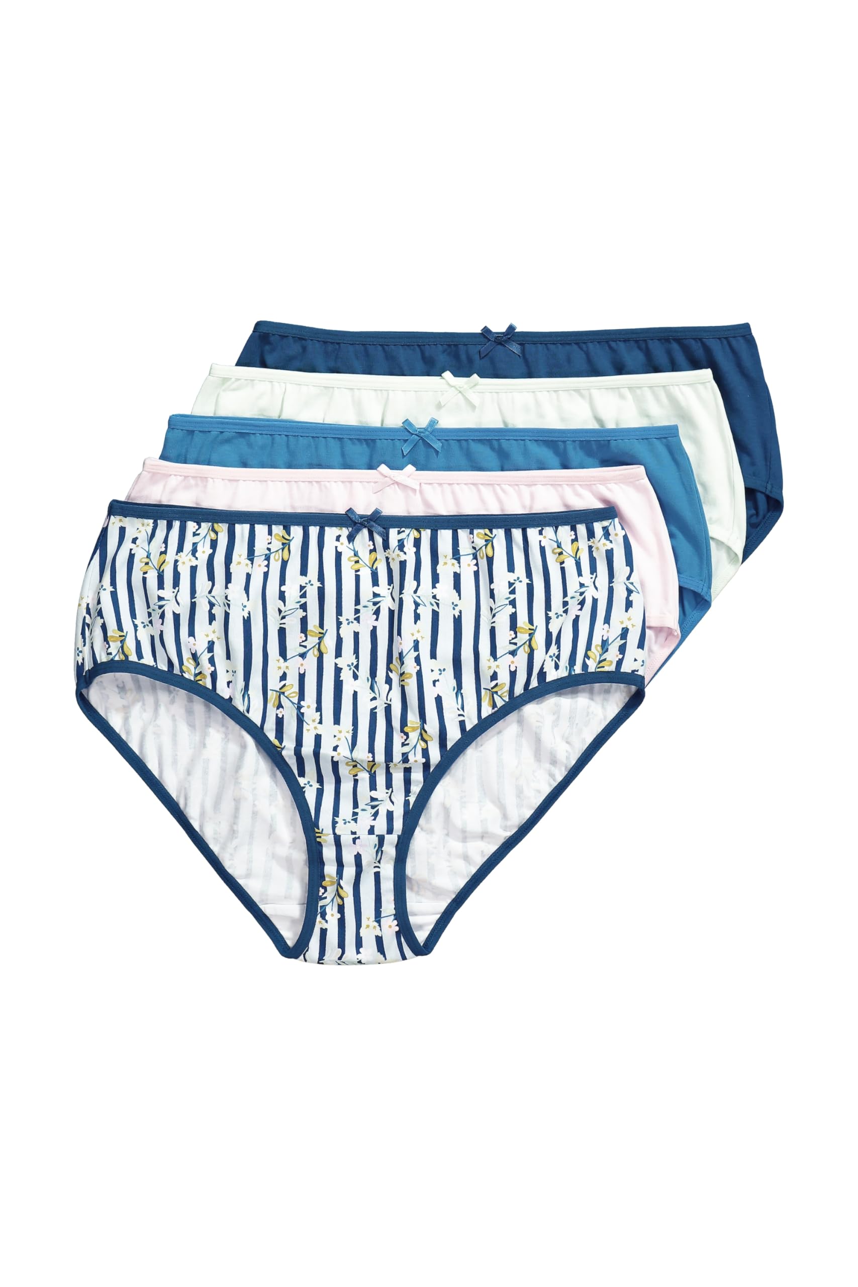 Ulla Popken Damen große Größen Übergrößen Plus Size Midislips, 5er-Pack, Blüten/einfarbig 843833