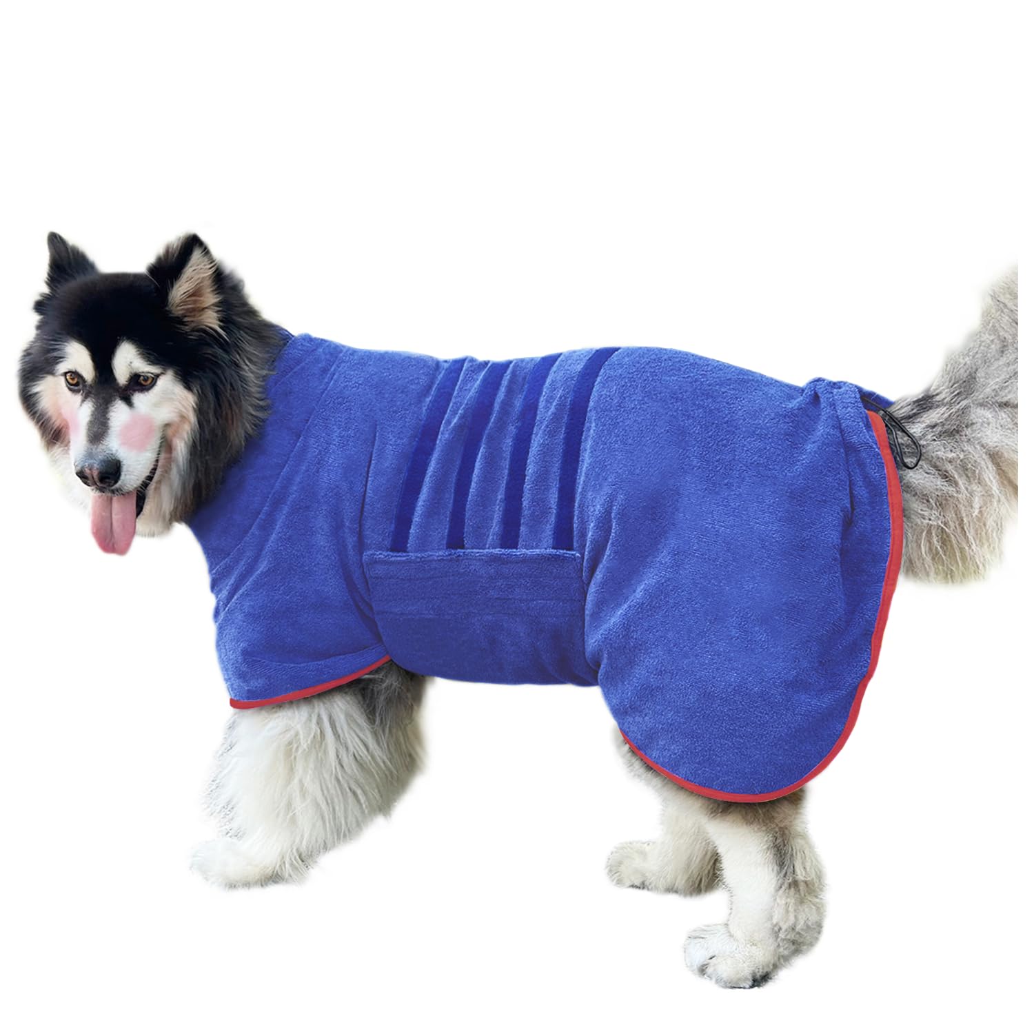 Dog Drying Coat Bathrobe Towel,Microfibre Material Fast Drying Super Absorbent Dog Bath Robe, Pet Quick Drying Moisture Absorbing with Adjustable