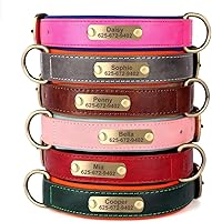 Vista 1 de Collares para perros personalizados, collar de cuero acolchado de neopreno suave para perro, collar para perro personalizado con placa de nombre