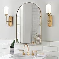 ANDYSTAR 24x38 Inch Gold Arched Vanity Mirror - Rustproof Stainless Steel Frame, Distortion-Free HD Glass Wall Mount for Bathroom