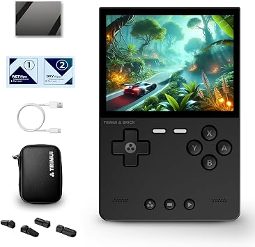 Trimui Brick Retro Handheld Gaming Console - 3.2-Inch HD IPS Screen, Portable Open-Source Design, Allwinner A133P Chip, Supports Up to 1TB Expansion - Classic Nostalgic Game Console Black-64GB