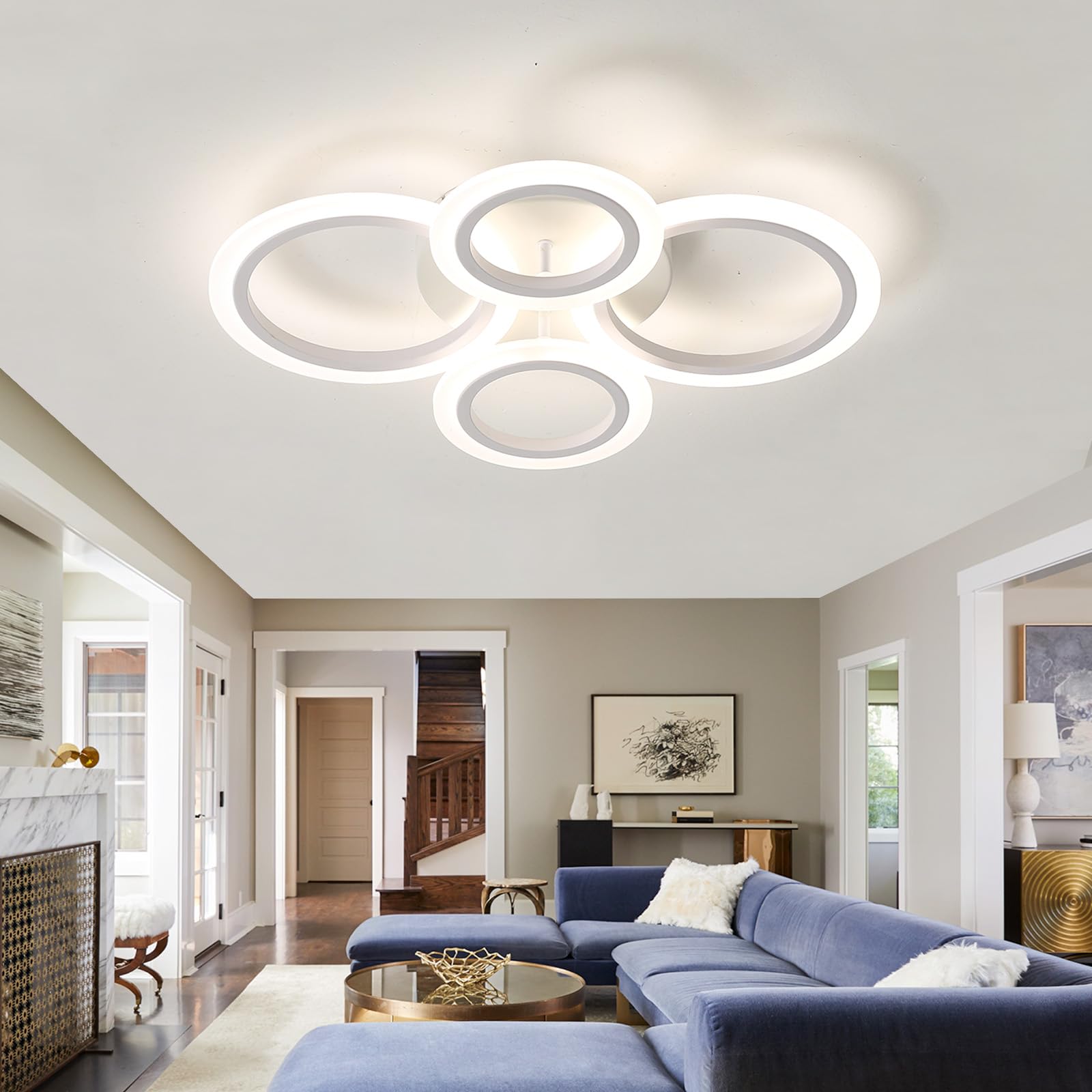 Nowoczesna Lampa Sufitowa LED Ściemniana Kreatywna Lampa Sufitowa Z Pilotem APP Oszczędzaj Energię Oświetlenie Sufitowe Biura Sypialnia Ochrona Oczu Lampy Sufitowe Salon Jadalnia