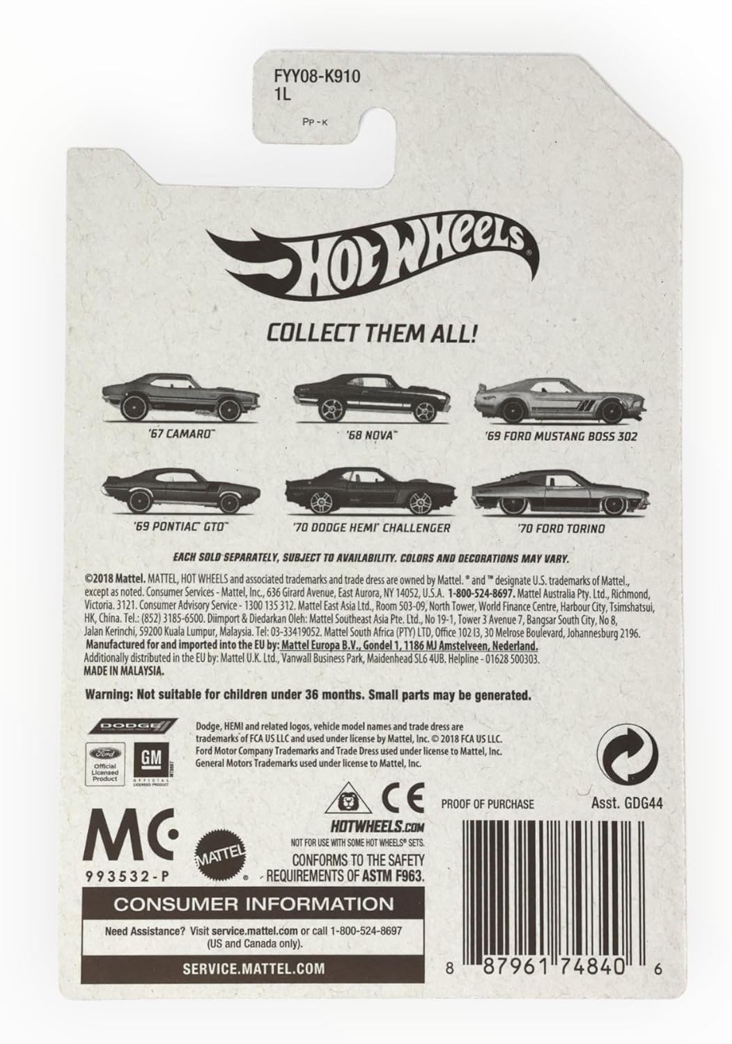 Hot Wheels '67 Camaro, [Green] 1/6 Detroit Muscle Cars Series