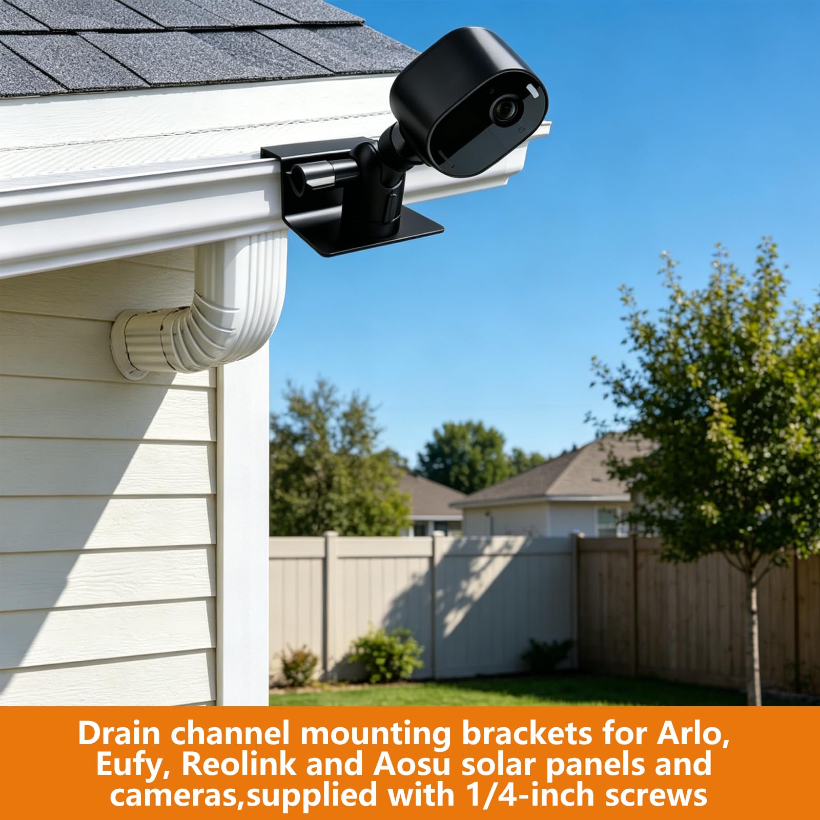 Uchwyt na rynnę dachową do kamery Blink Outdoor Camera, regulowany uchwyt aluminiowy 360 stopni, akcesoria do kamery Arlo, do kamery monitoringu z otworami na śruby 1/4
