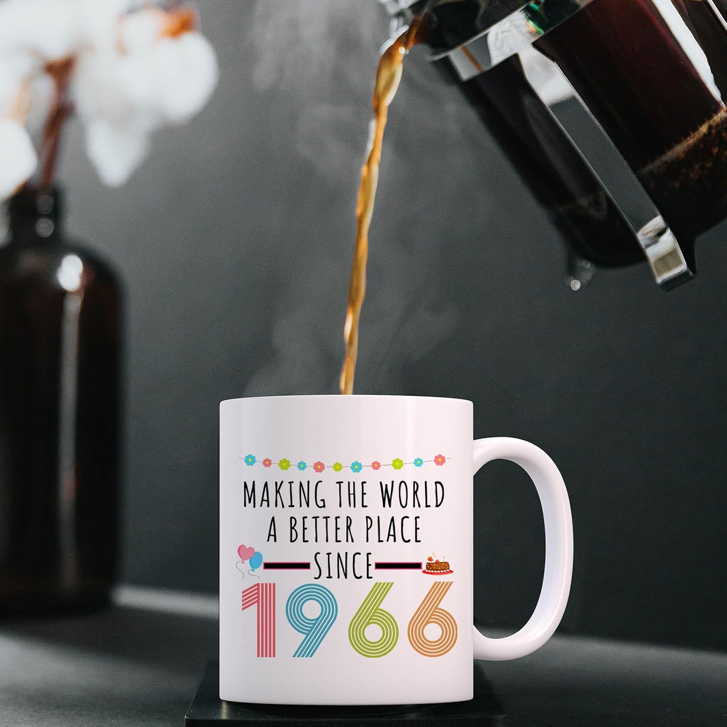 60th Birthday Gifts for Women, Funny 60 Year Old Gift Coffee Mug, 1966 60th Birthday Mugs for Her, Mom, Aunt, Wife, Sister, Grandma, Friend, 11 oz Tea Cup Making the World a Better Place Since 1966 - Image 5