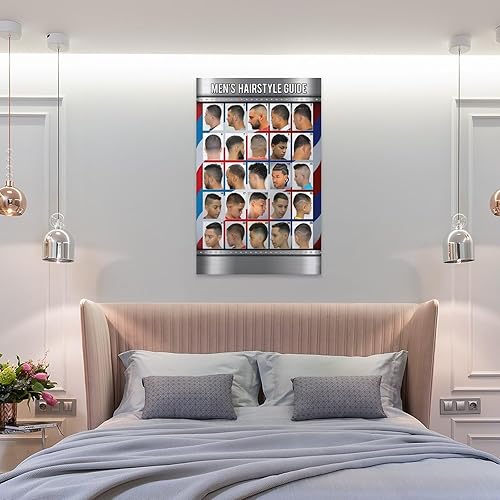 Miniatura 8 de Póster de guía de peinado para hombre, barbería, arte de pared, lienzo, pinturas artísticas para pared, decoración del hogar, decoración de sala de