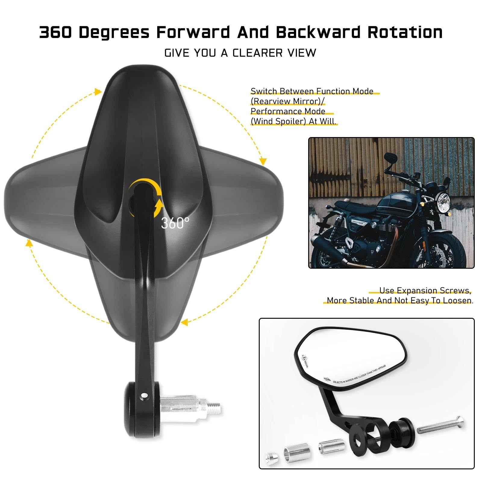 Specchietti Retrovisori Laterali da 7/8" O 1" per Moto, Scooter E Moto per estremità del Manubrio Ricambi per Y&amaha Specchietti Laterali Moto