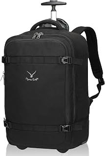 Rolling Backpack Luggage 21'' Backpack with Wheels Flight Approved Wheeled Backpack Carry on Travel Backpack for Women Men 42L Black-2023