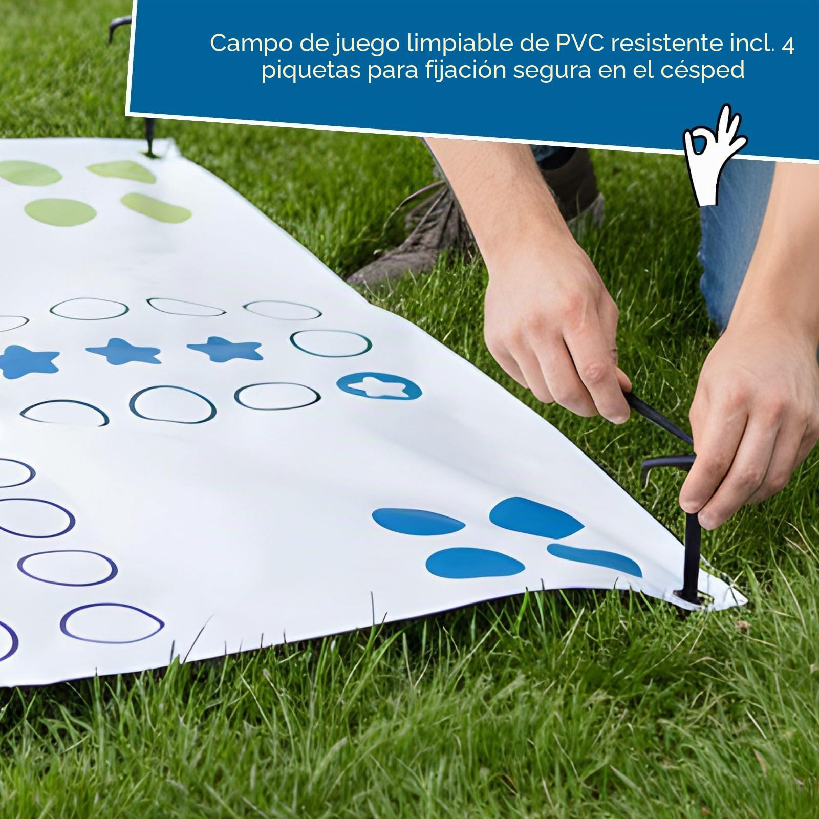 alldoro 60060 Ludo de jardín, Juego de Mesa XXL para Exteriores con 16 Piezas de Juego y Dados, para niños a Partir de 3 años y Adultos