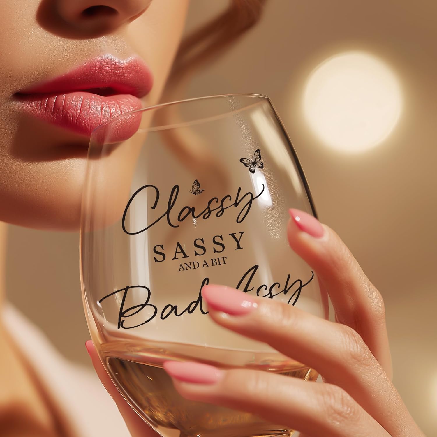 Funny Gifts for Women – Sassy Cute Fun Birthday Present for Friends, Sister, Coworkers, Neighbor Girlfriend Lovers, Gag Gifts for Woman, Man – 15oz Wine Glass for Women, Christmas Gift - Image 2