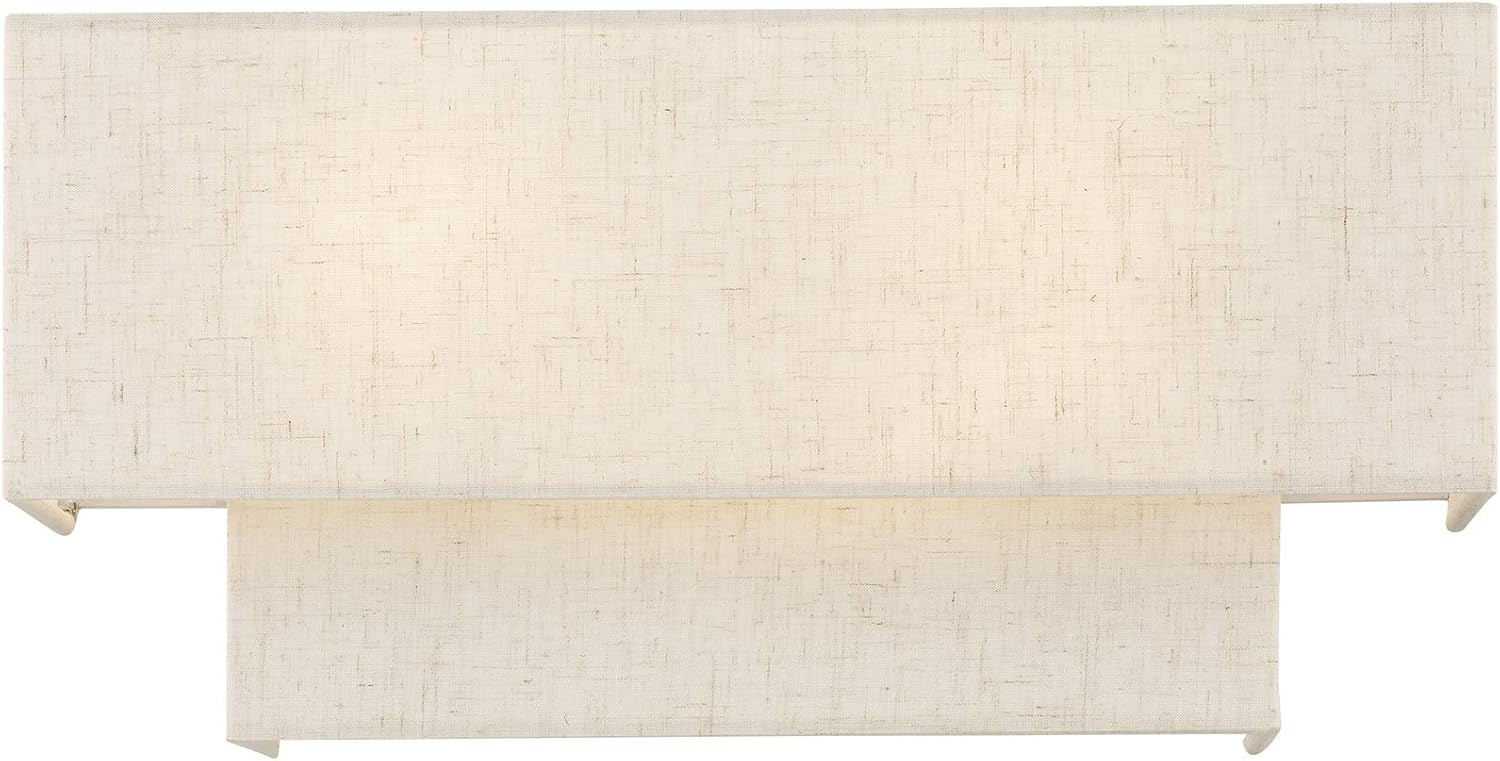 English Bronze Dimmable 2-Light Sconce with Fabric Shade