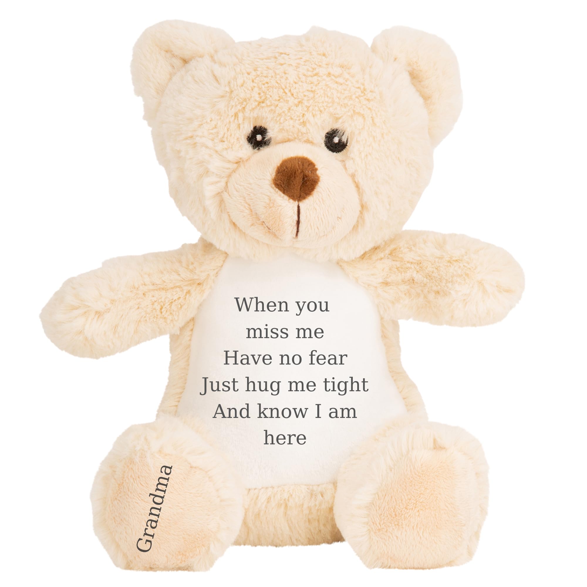 HotScamp Personalised Memorial Bear In Loving Memory When you Miss me - Plush Custom Cuddly Toy Soft Toy Comforter Grieving Special keepsake from a loved one - Brown Teddy