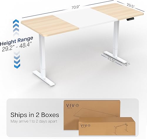 Vista 304 de VIVO DESK-KIT-1W6G - Escritorio eléctrico de pie de 60 x 24 pulgadas, ajuste de altura de memoria, serie 1B, parte superior de nogal oscuro de una