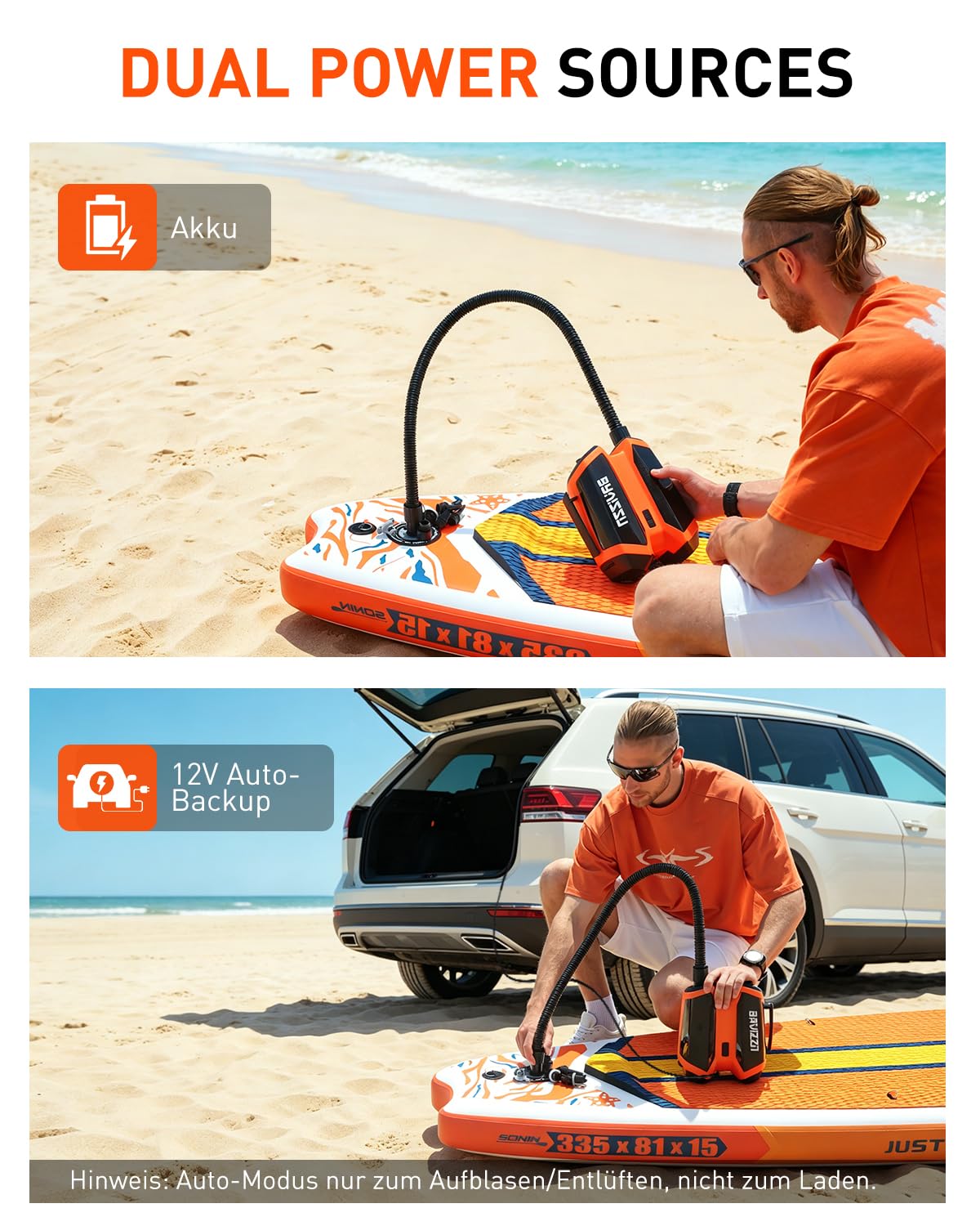 Elektische Sup Pumpe Akku 22PSI Elektrische Pumpe Sup 76.96WH | Akku Pumpe Sup Aufblasen 6 SUP12V DC Typ-C-Anschluss Aufblasen & Entleere für Paddle-Board,Boot,Kayaks,Wassersport