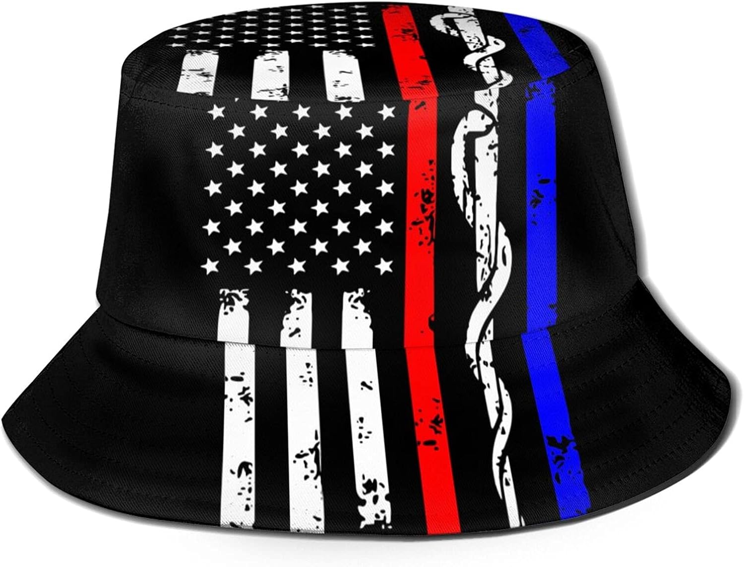 Police & Firefighter & EMT Flag Fisherman Hat Casual Visor Collapsible Bucket Hat Beach Sun Hat